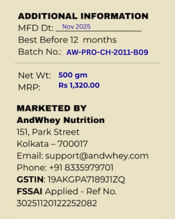 AndWhey 85% Whey Protein Provance (500 gm)