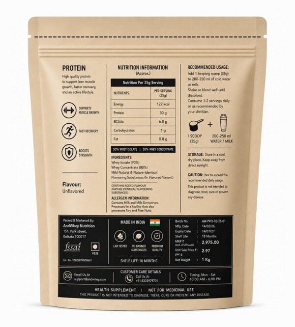 AndWhey Provance 85% Whey Protein 100g Tryout Pack | 30g Protein per Scoop