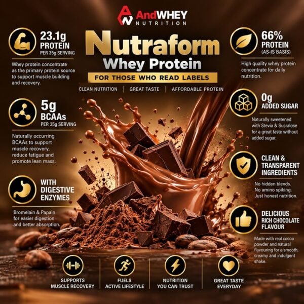 AndWhey Nutraform Whey Protein Chocolate 1kg | 23.1g Protein