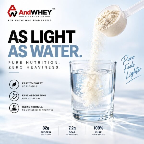 AndWhey Pro-Isolate Whey Protein 1kg (32g Protein, Unflavoured)