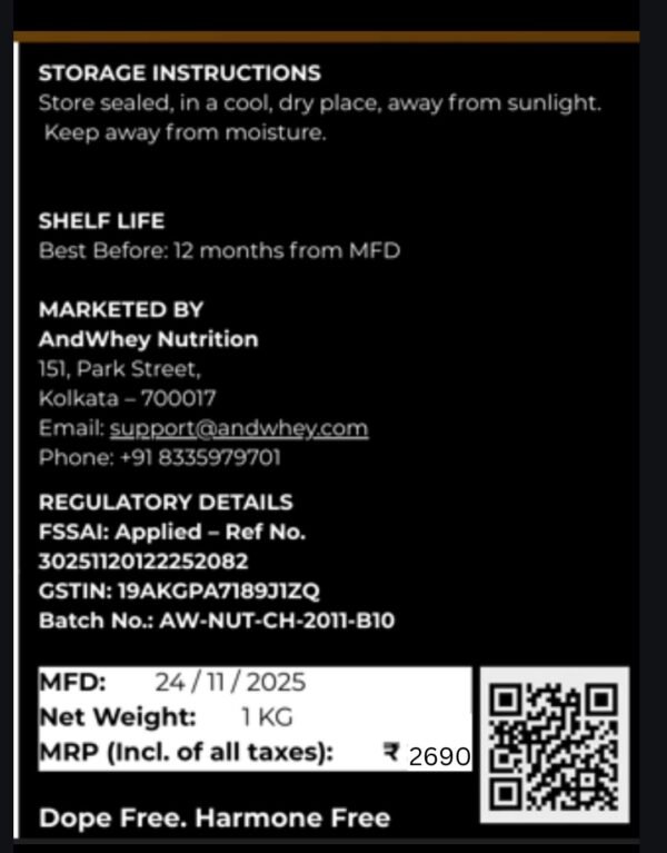 AndWhey Whey Protein Nutrase (1 KG)