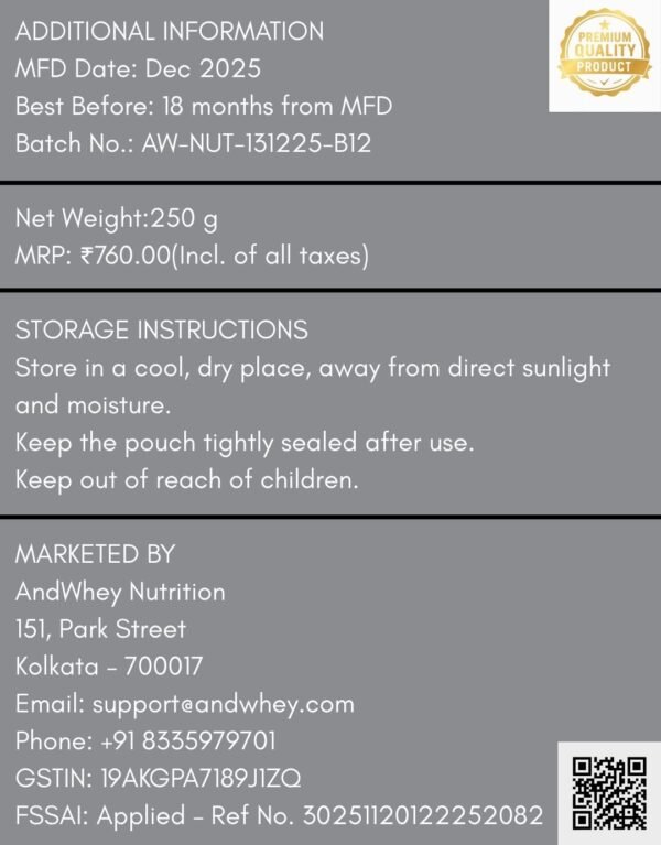 AndWhey EnzyBoost Raw Whey Protein - 1 kg