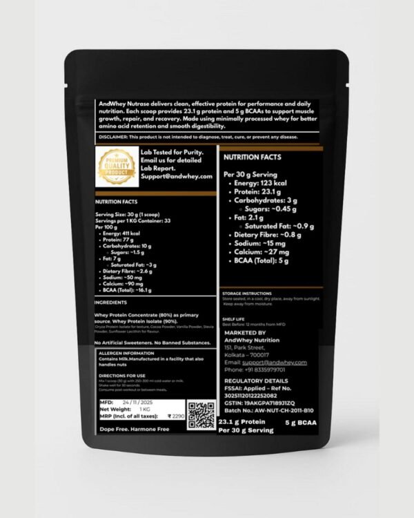 AndWhey Whey Protein Nutrase (1 KG)