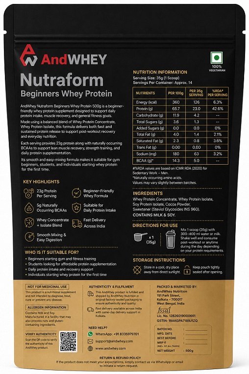 AndWhey Nutraform Beginners Whey Protein 500g