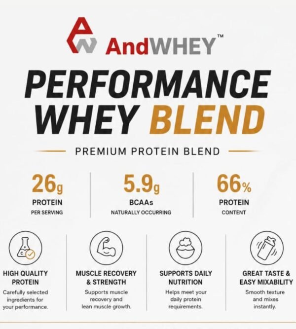 AndWhey Performance Whey Blend – Premium Protein Powder (26g Protein)