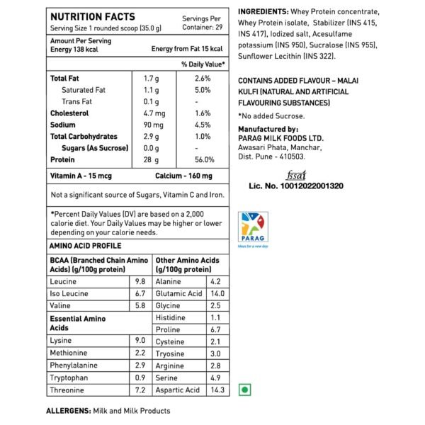 Avvatar Whey Protein Malai Kulfi 1kg