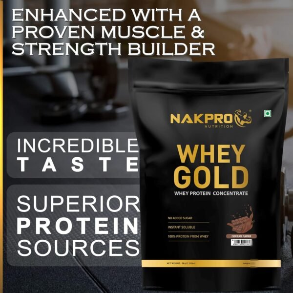 NAKPRO Gold Whey Protein Concentrate & Isolate 1kg Malai Kulfi
