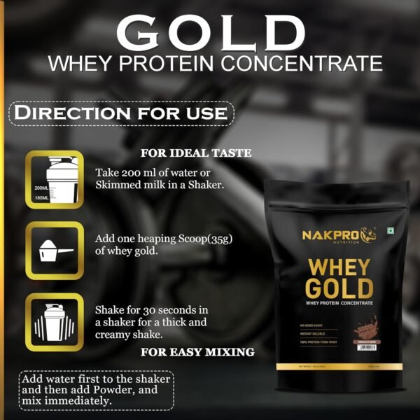 NAKPRO Gold Whey Protein Concentrate & Isolate 1kg Malai Kulfi