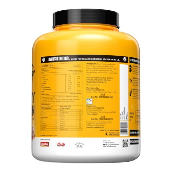 Avvatar Whey Protein Caramel Cream 2kg | 27g Protein | Whey Isolate & Concentrate Blend