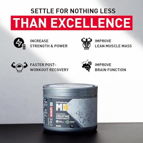 MuscleBlaze CreAMP Micronised Creatine Monohydrate – 100g (32 Servings)