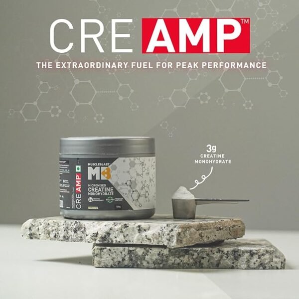 MuscleBlaze CreAMP Micronised Creatine Monohydrate – 100g (32 Servings)