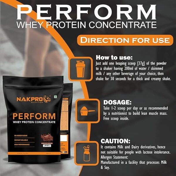 NAKPRO Perform Whey Protein Concentrate - Double Rich Chocolate (1kg)