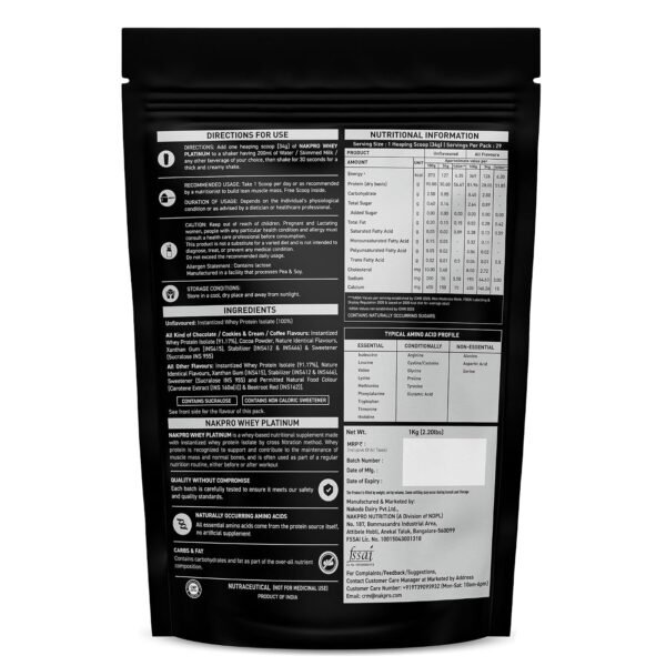 NAKPRO Platinum Whey Protein Isolate (1kg, Unflavoured) – Lowest Price Online