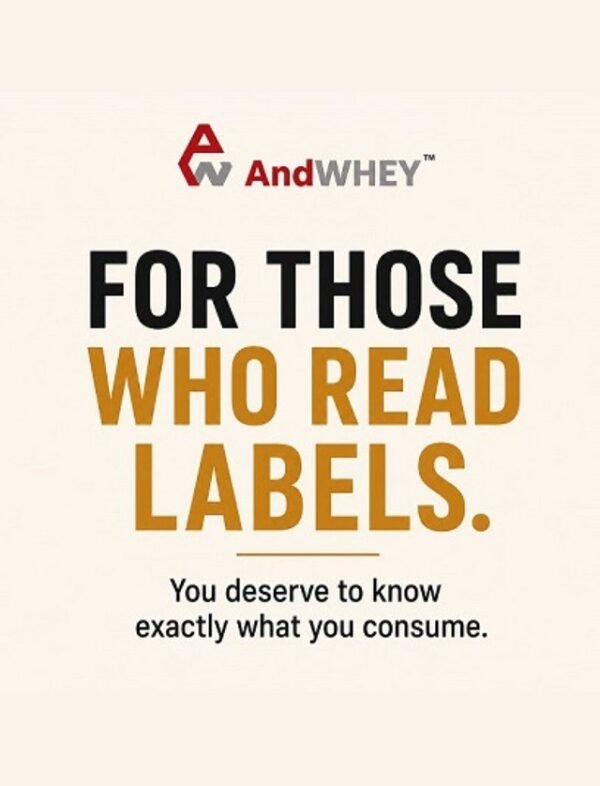 AndWhey Transparent Label Banner AndWhey Nutrition clean whey protein banner with transparent label disclosure - For Those Who Read Labels