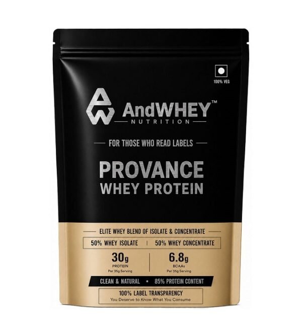 Provance front pouch image AndWhey Provance Whey Protein Cappuccino pouch front view 85 percent blend