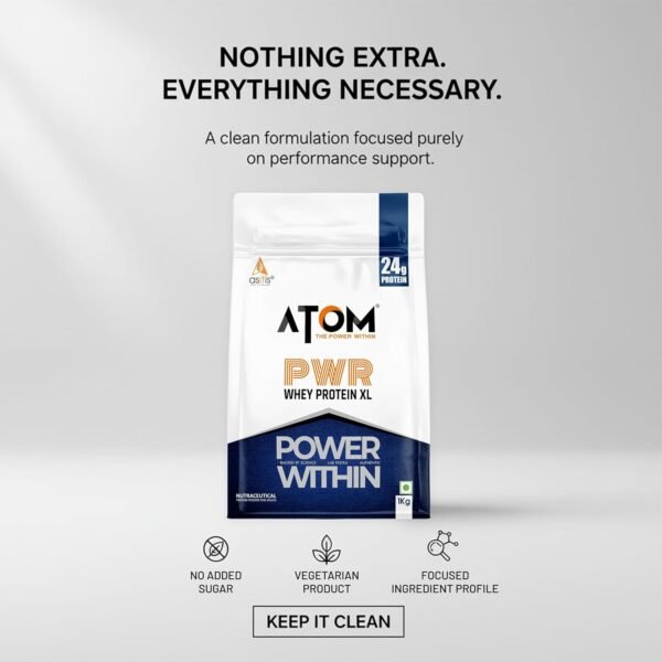 ast3 AS-IT-IS ATOM PWR Whey XL 1kg (Double Rich Chocolate) – Fermented Yeast Protein & Whey Isolate | 24g Protein, DigeZyme®