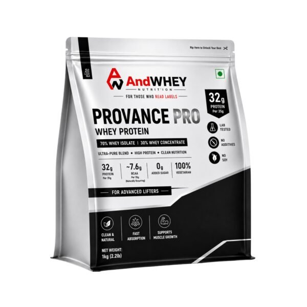 Provance Pro Main image AndWhey Provance Pro Whey Protein 1kg pouch 32g protein